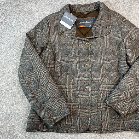 NWT Eddie Bauer Women's Quilted Plaid Water Repellent Insulated Field Jacket XL - Picture 9 of 13